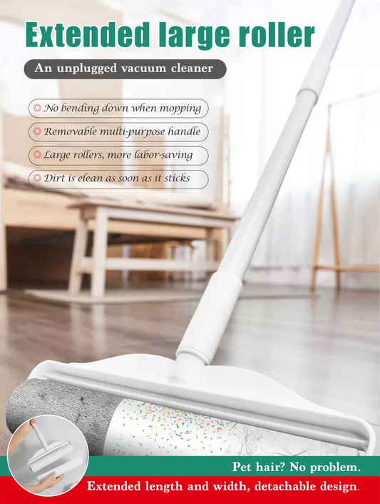 Extended retractable sticky lint roller