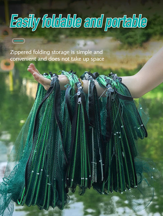 Automatic folding fishing net